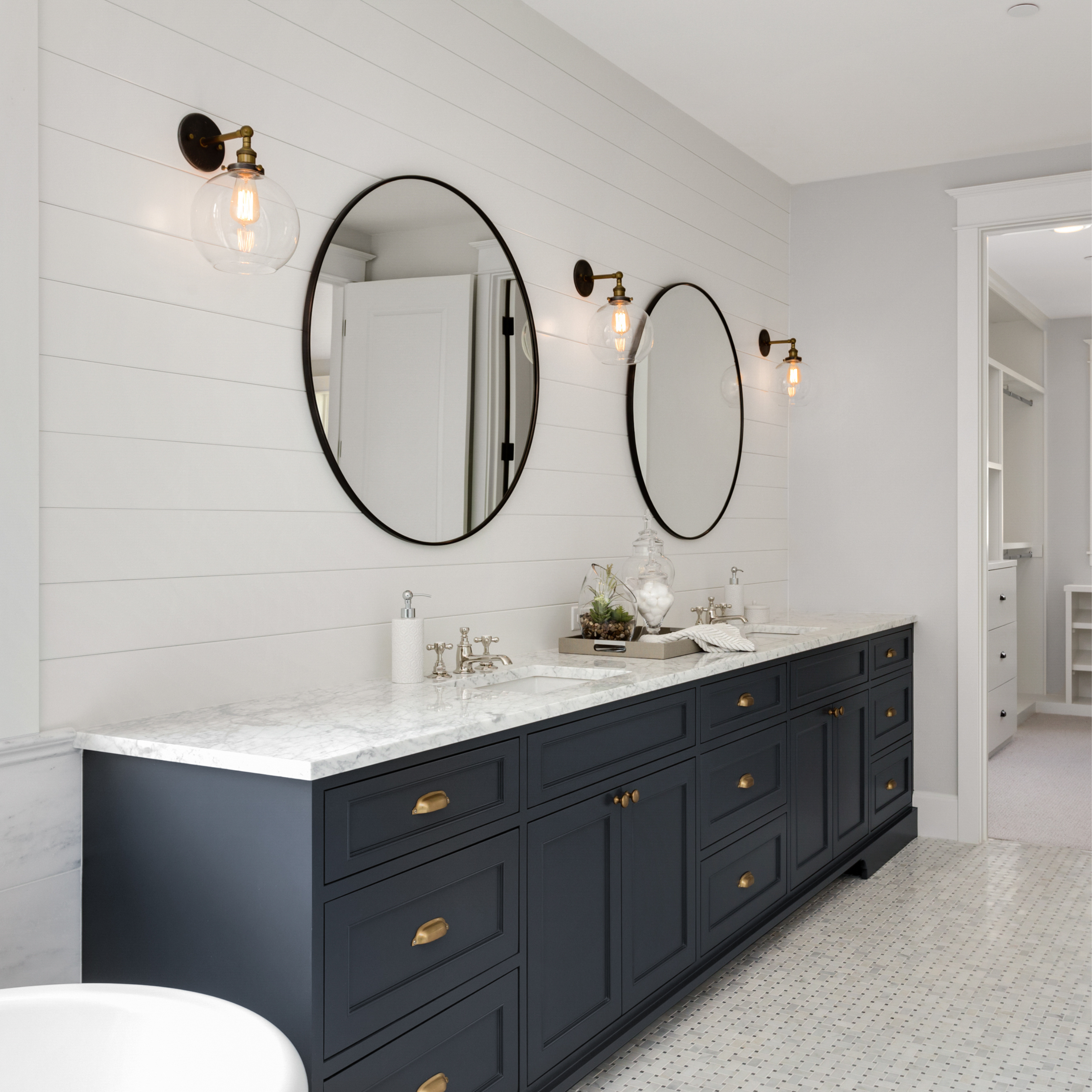 Bathroom with wall lights