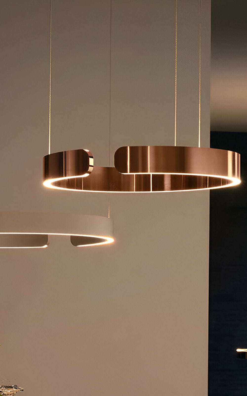 Modern hanging chandelier of a round shape