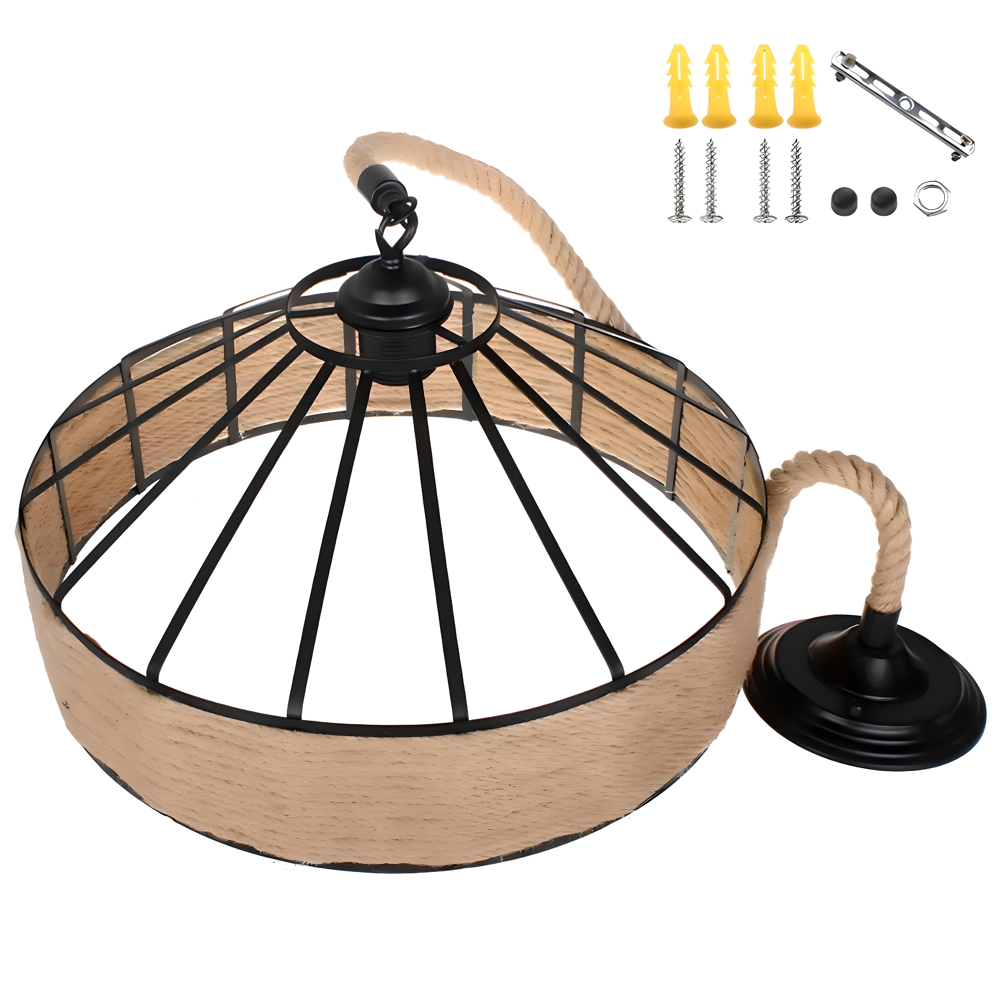 Rope & Iron Ceiling Lamp